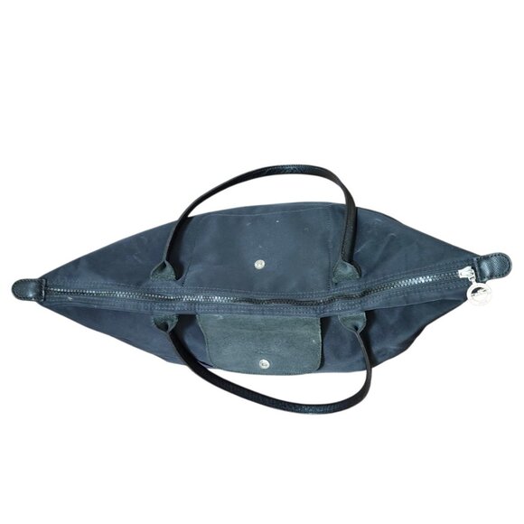 Longchamp Le Pliage Large Nylon Tote Bag Black Leather Trim Shoulder Purse - Picture 3 of 15